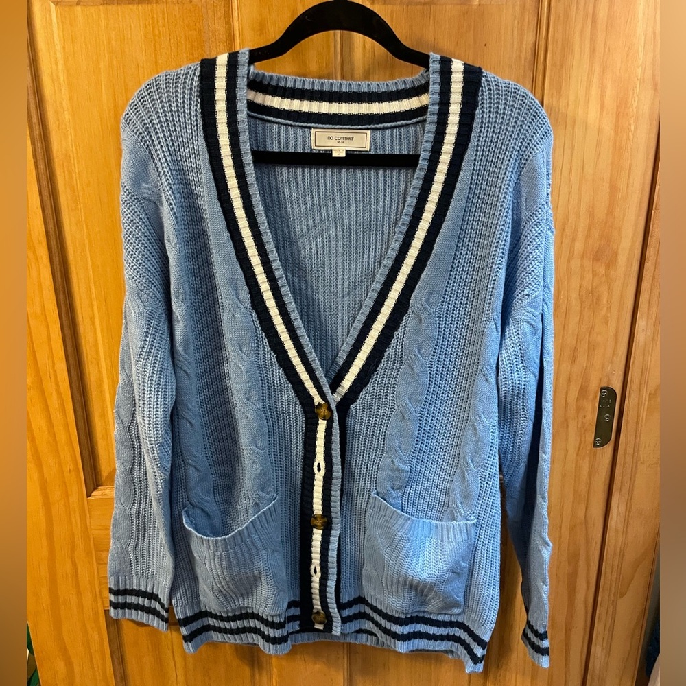 Light Blue Cable Knit Cardigan